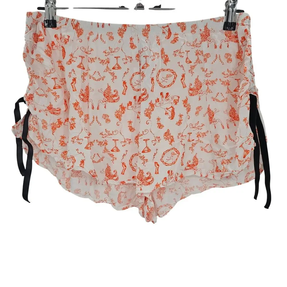 Savage X Fenty Womans size XL Satin Side Ruched Tap Pants Sleep Shorts Orange